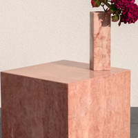 Table d'appoint moderne minimaliste en marbre, table basse design pour hôtel, chambre, salon, table de chevet avec rangement, écologique et durable