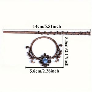 Horquilla de pelo vintage estilo vikingo punk con diseño de varita de bruja y polilla, accesorio gótico nórdico para disfraces de cosplay y fiestas de Halloween - Product Image 4