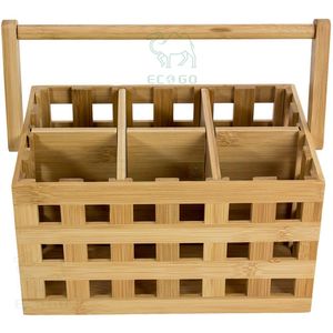 100% Natural Bamboo Utensil Holder 6 Departments <b>Tool</b> Holder With Handle Kitchen Organizer - Product Image 2