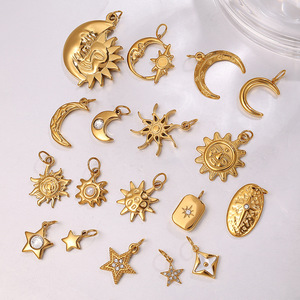 Colgantes Temáticos de Sol, Luna y Estrella, Chapados en Oro de 18K, con Cristales de Estrás, Accesorios de Joyería DIY para Mujer, Uso Diario - Product Image 2