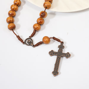 도매 종교 가톨릭 나무 구슬 로프 매듭 자동차 묵주 매달려 장식 성모 마리아 - Product Image 5