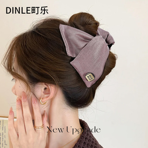 Grande pince à cheveux en satin Dinle avec nœud papillon pour femme, usage quotidien, pince requin de haute qualité, accessoire de coiffure - Product Image 1