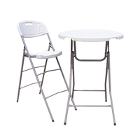 Table de bar pliante portable en plastique et métal, haute (80 cm), pour extérieur, parc, bistrot, cocktail, 2,6 pieds (80 cm)