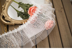 Pizzo di tulle a rete <span class=keywords><strong>con</strong></span> ricamo sottile bianco, pizzo a rete francese - Product Image 3