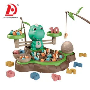 HUADA 2023 Multifunction Educational Cartoon Dinosaur Interesting Battery Operated Toy Fishing Table Games With Scale & Card