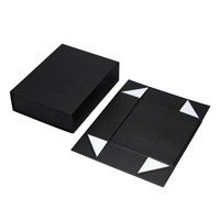 2024 nouveau Stock Deluxe noir magnétique Satin emballage gratuit siamois rabat cadeau boîtes pliantes