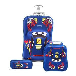supplier blue cartoon portable water proof large capacity oxford school trolley backpack children anti-lost bag with wheel for k