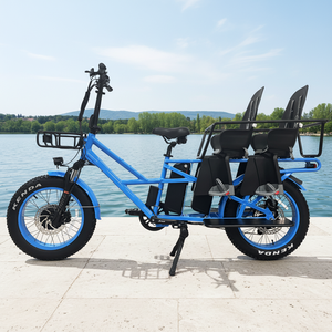 Vélos <span class=keywords><strong>cargo</strong></span> électriques longue portée 48V à double batterie 20 pouces avec sièges pour bébés, fabriqués en usine OEM - Product Image 6