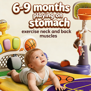 AJB <span class=keywords><strong>Gimnasio</strong></span> de actividades 5 en 1 con piano de pedales, aro de baloncesto y sonajeros desmontables para bebés, juguete de educación temprana - Product Image 3