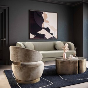 Sillones de rotación de <span class=keywords><strong>Arte</strong></span> de muebles de hotel italiano, tela de terciopelo de acero inoxidable dorado moderno de lujo, sofá de sala de estar, silla de ocio - Product Image 5