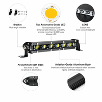 Barre lumineuse LED ultra-fine à une seule rangée, 24V, lentille 6D, bande lumineuse de travail pour Jeep Wrangler Cherokee Truck