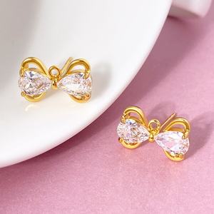 Fashion Wholesale Stud Earrings CZ Zircon 18K Gold Plated Trendy <b>Bow</b> <b>Ribbon</b> Earrings for Women - Product Image 4