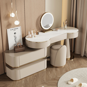Juego <span class=keywords><strong>de</strong></span> Muebles Modernos para Dormitorio Tocador <span class=keywords><strong>de</strong></span> Maquillaje Iluminado <span class=keywords><strong>con</strong></span> <span class=keywords><strong>Espejo</strong></span> y Cajones <span class=keywords><strong>de</strong></span> Madera para Uso en Apartamentos - Product Image 3