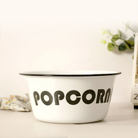 Nouvelle arrivée Vintage grande capacité métal mélange fruits nourriture bols émail pop-corn bols pour Restaurant