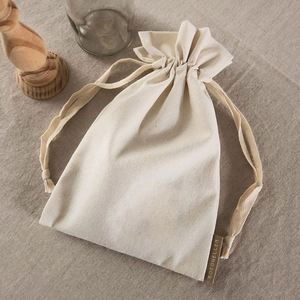 China Wholesale Recycled Cotton Fabric Packaging Bags Custom Logo <b>Drawstring</b> <b>Pouch</b> Small Natural Cotton <b>Drawstring</b> Bag - Product Image 2
