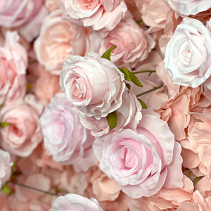 Decorazione Murale 3D Personalizzabile con Rose Rosa per Matrimoni e Feste, Sfondo di <span class=keywords><strong>Fiori</strong></span> Artificiali in Seta Simulata - Product Image 4