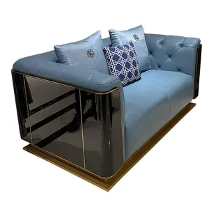 高端别墅皮革皇家沙发套装意大利设计客厅豪华现代沙发