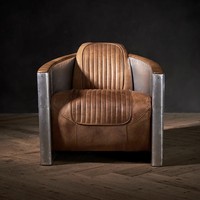Fauteuil Aviateur Vintage Artisanal en Aluminium Tomcat, Style Industriel Loft, en Cuir Véritable, Fauteuil Club