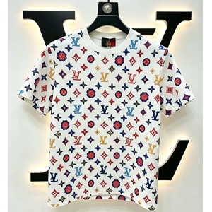Luxury brand L V designer silk-screen printed fashionable breathable 100% cotton short-sleeved T-<b>shirt</b> for men - Product Image 6