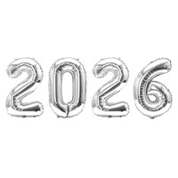 Nouveau design 2026 – Ensemble de 4 ballons chiffres en aluminium de 16/32/40 pouces pour décorations de fête de Pâques, Noël et Nouvel An