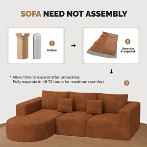 Sofá Seccional Modular Extensible y Convertible en Forma de L con Chaise Longue, Masaje, Moderno, para Apartamento, Cama, Asiento Profundo, Relleno de Esponja, Juego de Tela - Product Image 5