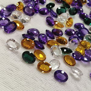 Cristal d'améthyste hydrothermique synthétique violet, pierre de cristal jaune vert, taille ovale 12x16mm, pierre précieuse en vrac pour la fabrication de bijoux - Product Image 2