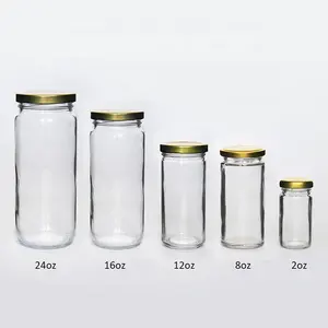 Glass Jars With Glass Lid Wholesale Clear16oz 16 Ounce 500ml Glass Round Glass Jar With Lid For Food Canned Food Canning