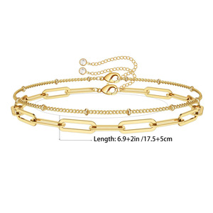 Braccialetti classici eleganti e raffinati da donna di tendenza placcati in <span class=keywords><strong>oro</strong></span> 2 strati in acciaio inox con catena cubana bracciale - Product Image 5