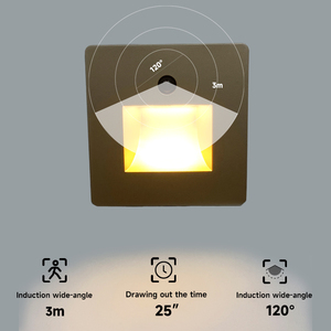 Lampe murale carrée à LED avec interrupteur à capteur Lumière d'intérieur encastrée pour escalier Lumière de maison Contrôle des marches - Product Image 3