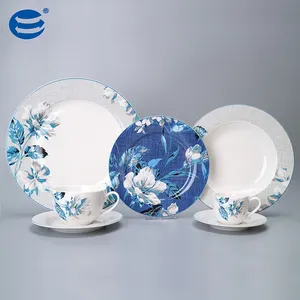 42pcs Vintage floral ceramic dinner sets elegant blue flower ceramic tableware set wedding porcelain dinnerware sets