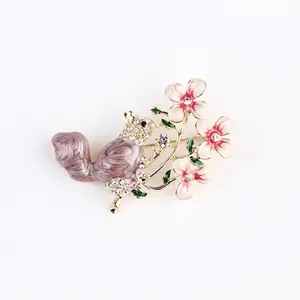 Fashion New Flower Colored Brooch Girl's Jewelry Safety Pin Purple Grape White Shell Flower