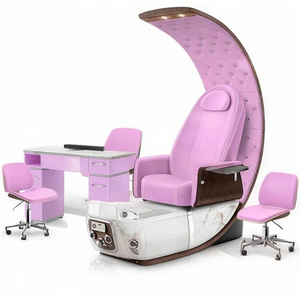 Snelle Levering Betaalbare Luxe Haigh Kwaliteit Halve Maan Handgemaakte Hete Roze Troon Salon Pedicure Stoelen