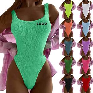 Maillot de bain une pièce sexy pour femmes, plissé, à rayures, de haute qualité, personnalisé en 3D, pour les vacances, vêtements de plage - Product Image 1