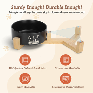Nobleza alimentatore portatile per cani e gatti 2 X ciotole in ceramica per animali domestici con supporto in bambù antiscivolo per cani e gatti - Product Image 3