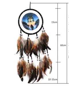 Eco-friendly DIY Hot Selling Home Decoration a diy making kit black small mini car big large feather dream catcher for christmas craft