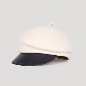 High End <b>Hat</b> Women Fall Winter Wool Stereotyped Baseball <b>Hat</b> Ladies Temperament Fashion Women Beret <b>Hat</b> Leather Eaves Sports Cap - Product Image 3