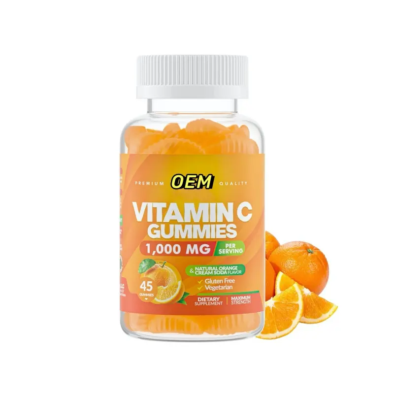 Gomas de vitamina C OEM 1000mg para adultos e crianças, multivitamínico com extratos de ervas de zinco para suporte imunológico de colágeno