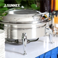 Réchaud de buffet série Gênes en acier inoxydable 304, 6,8 L, pour hôtels, avec pieds courbes et contrôle manuel de la température