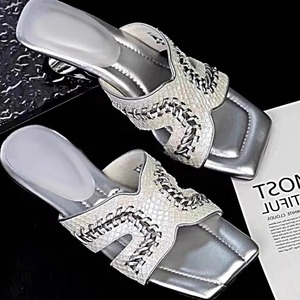 Nouvelles sandales compensées tissées pour femme, à bout carré, ultra-douces, à bout ouvert, à bride unique, pour l'extérieur - Product Image 3