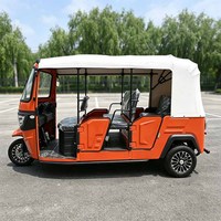Tricycle Électrique Personnalisé 72V pour Adultes, Voiture à Trois Roues Tuk-Tuk Bajaj Taxi à 3 Rangées avec Toit pour le Tourisme et le Transport de Passagers