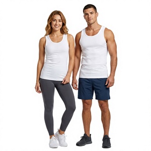 Unisex <b>White</b> Cotton <b>Tank</b> <b>Top</b> Solid Color Sleeveless O-Neck Breathable Casual Workout Vest Gym Training Shirt - Product Image 1