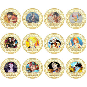 Moneta Numismatica Rotonda da 4 cm in Smalto Oro e Argento con Personaggi <span class=keywords><strong>One</strong></span> <span class=keywords><strong>Piece</strong></span> (Luffy, Zoro) - Confezione Singola in Busta OPP con Guscio in Plastica - OEM/ODM Disponibile - Product Image 1