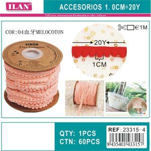 ริบบิ้นอิลัน ปอม-ปอม ขนาด 1.0 ซม. x 20 หลา สีเมลโคตอน สำหรับงานประดิษฐ์และตกแต่ง - Product Image 3