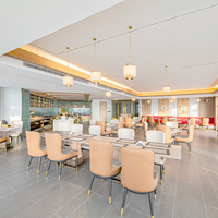 JEILI Ensemble de table et chaises de restaurant en bois moderne, personnalisé, de luxe, pour hôtel, avec plateau en quartz et marbre, pour usage commercial et architectural