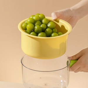 Da Liuzhai Égouttoir double couche grande capacité pour fruits et légumes, bol de lavage en plastique pour cuisine avec poignée - Product Image 2