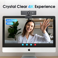 Caméra Web USB haute définition 4K 30fps avec microphone, capteur CMOS 8 mégapixels, mise au point automatique pour la visioconférence, ordinateurs de bureau/portables