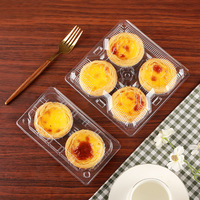 Boîte de rangement jetable PET pour tarte aux œufs en plastique transparent Conteneur alimentaire à emporter 1 2 3 4 5 6 Boîte en plastique à clapet transparente pour dessert de boulangerie