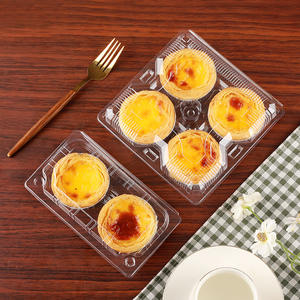 Caja de almacenamiento de tarta de huevo de plástico transparente PET desechable contenedor de comida para llevar 1 2 3 4 5 6 caja de plástico de postre de panadería transparente Clamshell - Product Image 2