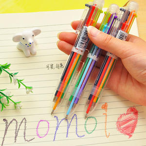 Bolígrafos creativos y lindos de dibujos animados multicolor, bolígrafos de colores personalizados con mecanismo de clic, bolígrafos de 6 colores al por mayor. - Product Image 1