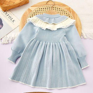 Vente en gros de vêtements d'hiver pour filles en coton doux personnalisés <span class=keywords><strong>robe</strong></span> <span class=keywords><strong>pull</strong></span> pour bébé en tricot à col rond pour enfants de 1 à 6 <span class=keywords><strong>ans</strong></span> - Product Image 5